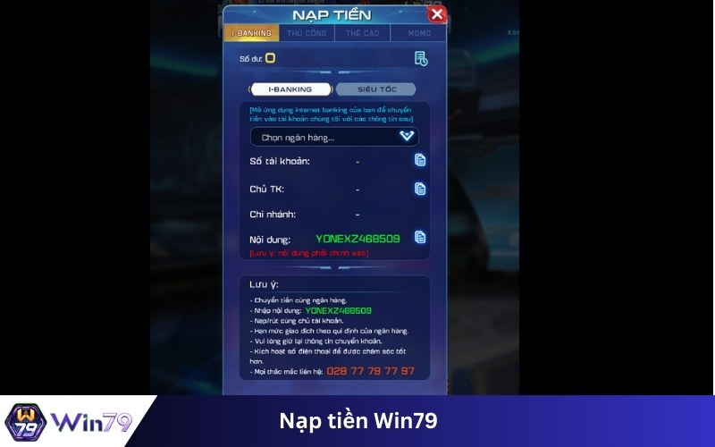 Nạp tiền Win79