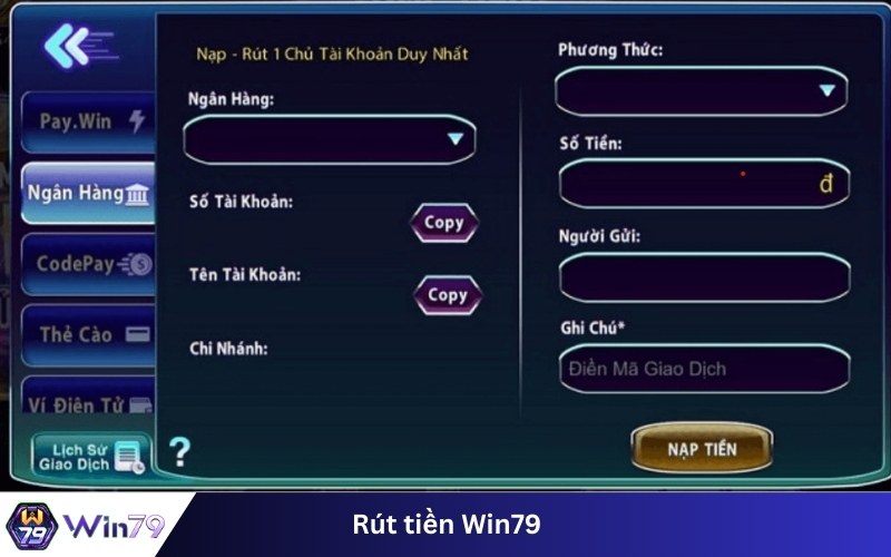 Rút tiền Win79